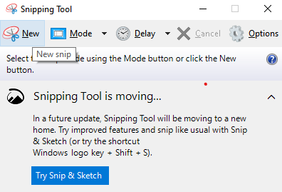 Using the Windows Snipping Tool