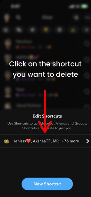 You will see the list of shortcuts you have created. Now Select the Shortcut you want to delete