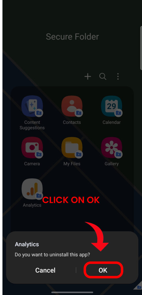 Now click on the Uninstall text to successfully remove the App 