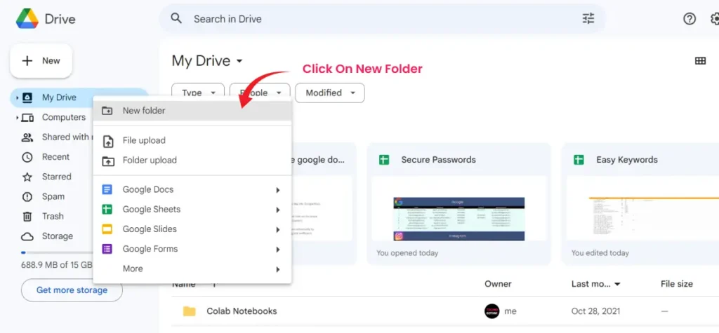 create new folder in google drive