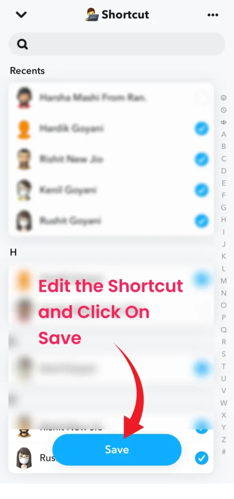 Edit the Shortcut and click on save
